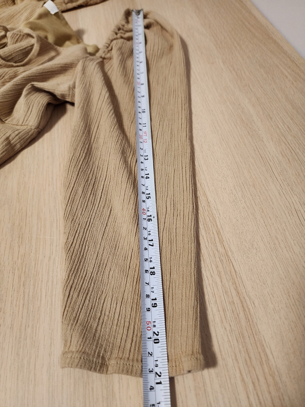 Oak + Fort Beige Babydoll Tie-Front Crop Blouse Puff Sleeve Size L Romantic - Picture 14 of 15